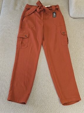 Express Spiced Brown Ankle High Rise Cargo Belted Pants - Size 2